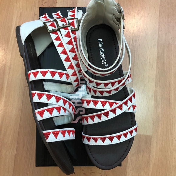 Pink Duchess White/Red Sandals